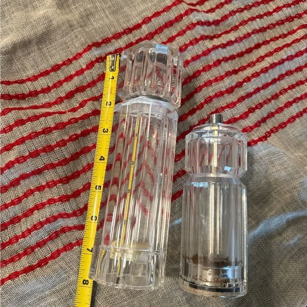 80s Vintage Olde Thompson Clear Acrylic Lucite Faceted Salt Shaker and Pepper